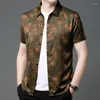 Men's Casual Shirts Men Floral Silk Shirt 2023 Summer Man Flowers Short Sleeve Dress