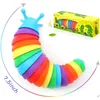 Decompression Toy Fidget Slug 3D Articated Toy Rainbow Wiggle Caterpillar Sensory Worm Relief For Toddler Baby Kids Boys Girl Drop Del Dhzcf