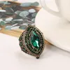 Обручальные кольца Kinel Mewah Cincin untuk Wanita Vintage Lihat aaa kristal hijau boho perhiasan warna emas pesona etnis pernikahan 230427