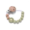 Fopspeen baby houten dummy houder clip handgemaakte bloemen siliconen kralen soermoe ketting voor TEETER verpleeggoed Pacifier accessoire