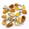 Pendant Necklaces 24pcs/lot 2023 Natural Yellow Agates Onyx Irregular Shape Pendants Charms Wholesale For Diy Jewelry Necklace