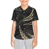 Camisas casuais masculinas Polinésia Tribal Pohnpei Totem Tattoo Printa infantil Baseball Jersey T-shirt