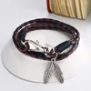 Charm Armband 2023 Fashion Jewelry Handmade Weave Multilayer Leather Armband Vintage Cuff Leaves For Women Pulseras Mujer