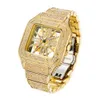 الساخنة بيع الأزياء مربع ميدان مشاهدة Hollow Out Hip-Hop Full Diamond Custom Watch Iced Out Charm Quartz Watch