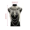 Scarves Women Imitation Pearl Beaded Body Chain Shawl Handmade Jewelry Bib Necklace Collar Vintage Luxurious Layered Costume 231127