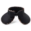 Cappelli a tesa larga Summer Beach Leopard Trim Paglia Bowknot traspirante Cappello a cilindro vuoto All-match Sorpresa regalo di San Valentino per la fidanzata