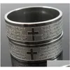 Band Rings Whole 100Pcs Top Mix Relius Engarved Jesus Prayer Stainless Steel Ring Etched Men Relin Faith Church Activity Drop Delive Dhye6