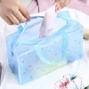 Storage Bags 1PC Waterproof PVC Cosmetic Bag For Women Floral Transparent Wash Creative Home Outing Compressed Shower