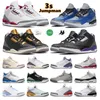 2024 Jumpman 3s Chaussures de basket-ball Hommes Formateurs Sports de plein air Baskets 3 Feu Rouge Pin Vert Cool Gris UNC Court Violet Laser Orange Cardinal Hall Of Fame