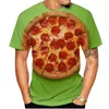 Camiseta masculina comida bacon pizza engraçado impressão 3d t-shirts verão homem mulher manga curta moda t streetwear harajuku camisa criança topos