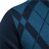 女性Sセーターaiopeson argyle men cotton mock neck zipperパッチワークプルオーバー冬の高品質ファッション231127の暖かい