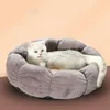 Tapis rond en forme de fleur pour petits et grands chiens, tapis en velours doux pour chat, coussin de sommeil profond pour l'hiver, chaud, niche pour chiot, panier pour chien