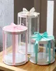 Gift Wrap Round Cake Box Double Layer Plastic Transparent Packaging Boxes Dessert Case Clear Candy Ribbons Black2801061