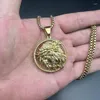 Anhänger Halsketten HIP Hop Runde Anhänger Für Männer Edelstahl Gold Farbe Christus Jesus Gesicht Halskette Männlich Christian Schmuck