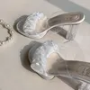 Robe chaussures fée style sandales à talons hauts pour femmes été 2023 avec maille rouge petite figure talons épais sandale