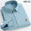 Men's Casual Shirts Oxford Classic Striped Shirt Long-Sleeved All-Match Business Office Social Fashion Clothing
