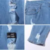 メンズジーンズの男性伸縮性リッピングスキニーバイカー刺繍プリント破壊された穴テープテープスリムフィットデニムスクラッチ高品質のジャン
