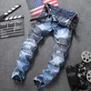 New Fashion Vintage Moto Biker Jeans Men Hip Hop Streetwear Ripped Denim Pants Trousers Zipper Male Slim Fit Clothes