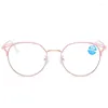 Sunglasses Fashion Lady's Pink Round Reading Glasses Anti-blue Anti-fatigue Magnifier For Computer