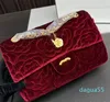 Flap Chain Messenger Bag Lady Clutch Bags Luxurys Handväskor Velvet Camellia Design Womens Purse