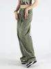 Jeans de femmes vert taille haute femmes baggy y2k streetwear mode jambe droite denim pantalon corée vintage lavé pantalon 2023
