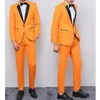 Mäns kostymer Fashion Orange Men Suit Set Formal Wedding for Kids Slim Fit Groom Tuxedo Jacket med byxor 2 -stycken Design Blazer