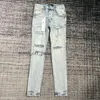 Дизайнерские брюки для мужчин и женщин, фиолетовые брендовые джинсы, летние дырки, 2023, новый стиль, вышивка, Self 937 997