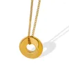 Ожерелья с подвесками, минималистичная геометрическая цепочка с подвесками, не тускнеет, не тускнеет, водонепроницаемое, неправильное, круглое, в виде пончика, женское колье