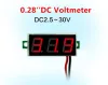 DC2.5V-30V 0.28 Inch DIY Red Blue Green Yellow Digital LED Mini Display Module Voltmeter Voltage Tester Panel Meter Gauge for Motorcycle Car