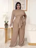 Survêtements grande taille pour femmes Ensembles deux pièces Tenues Haut à manches longues solide et pantalon courbe en tricot Ensemble grand costume en gros Drop 230426