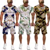 Kvinnors träningsdräkter sommarkvinnor Män Två stycken Sätt lyxig tropisk kedja 3D Print Tracksuit Hipster Outfits Casual Hawaiian Style