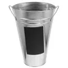 Vases Display Flower Tub Metal Barrel Blackboard Sticker Bucket Hydroponics Container