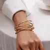 Bracelet en métal à connexion croisée pour femmes, en alliage d'ouverture simple, Vintage, accessoires de bijoux de fête
