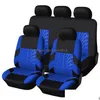 Car Seat Covers Breathable Ers Fl Set Tyre Track Embossed Suit For Truck Suv Van Durable Polyester Material Drop Delivery Mobiles Mo Dhb5K