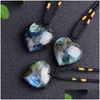 Bijoux Pendentif Colliers Coeur Labradorite Collier Pierre Précieuse Pour Femmes Boho Guérison Nce Anxiété Soulagement Drop Livraison Bébé, Enfants Mater Dht10