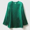 Damesblouses Merkkwaliteit Zijde Satijn Blouse Dames 2023 Lente Zomer Effen Kleur Lange mouwen Tops Elegante Dame Overhemd Blusa Mujer