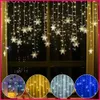 Kerstversiering Kerstverlichting 3,8 m Led Sneeuwvlok Gordijn Garland Fairy Lichtslingers Buiten Voor Thuis Feest Tuin Jaar Decoratie 231127