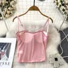 Women's Tanks Sexy Tank Top Women Built In Bra Lace Patchwork Fishbone Corset Female Spaghetti Strap Sleeveless Camisole Fashion Drop