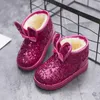 Boots Girl Boot Winter Fashion Sequin Snow Nonslip Warm Kid Shoe Plysch Cotton Kids Princess Ankel 231124