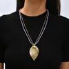 Chaînes Vintage Long Chandail Chaîne Double Couche Acrylique Colliers Dames Filles Feuille Pendentif Collier Bijoux De Fête Pour Femmes Cadeaux