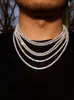 Hip Hop Crystal Diamond Iced Out d Farbe Weiß 3mm 4mm 5mm Moissanite Tenniskette Halskette für Damen Herren
