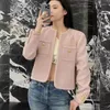 Women's Jackets Tweed Short Coat Commuting Style Pink Senior Feeling Spring Slim Top