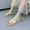 Sandali scarpe da donna 2023 perizoma estivo da donna con lacci casual da donna in tinta piatta femminile