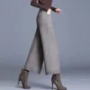 Women's Pants s Oversized 4xl High Waist Woolen Wide Leg Pantalone Autumn Winter Loose Casual Pocket Cuffs Pant Vintage Baggy 231127