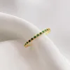 Cluster Rings Genuines S925 Sterling Temperament 14K Gold Rhinestone Green Micro-inlaid Zircon Ring For Women Fine Jewelry Accessories