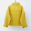 Women's Jackets Women's Plus Size Denim Jacket Spring Autumn Short Coat Pink Jean Jackets Casual Tops Purple Yellow White Loose Outerwear 230427