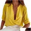 Bluzki damskie koszule damski stylowy letnia bluzka krótkie rękawowe guziki półpłytkowe oddychające swobodne luźne koszulę damską top dro OT6GL