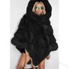 Faux Fur Płaszcz Women Fut Fur Winte Winformed Oversited Long Rleeve Luxury Cape Poncho Overcoat Pullover Jacket Owewear Plus Size 201029