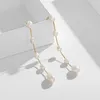 Kolczyki Dangle Minar francuska oryginalna nić perłowa dla kobiet 14 -karatowy mosiądz mosiądz długi łańcuch biżuterii kolczyki z frędzlami