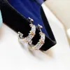 Novos produtos Brincos de luxo T Ear Cuff para moda feminina clássico Cristal C Forma de duas cores Brincos de diamante de alta qualidade designer brinco jóias